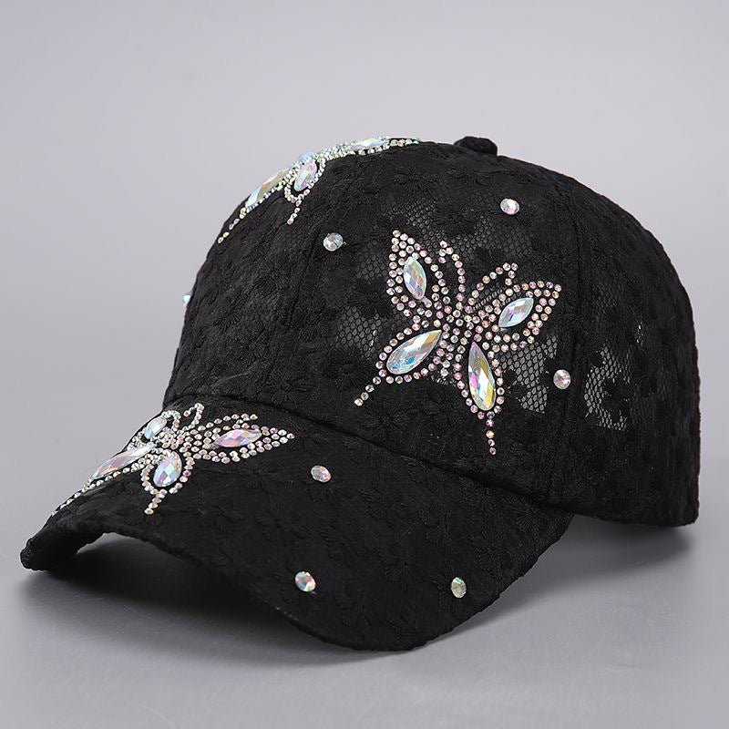 Cross-border Hat Women's New Sunscreen Sun Hat Trendy Baseball Cap Spring and Summer Fashion Sun Rhinestone Cap in stock