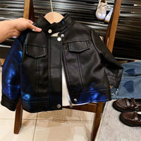 New Girls' Fashionable Leather Jacket 2026 Autumn New Children's Leather Coat Baby Casual Outerwear Versatile Stylish Leather Jacket