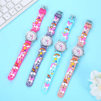 Cross-Border Cartoon Kids Watch High-Value Cute Colorful Pattern Silicone Wristwatch for Students Girls, Waterproof Sports Watch