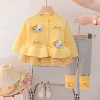 Girls' Outfit Spring and Autumn 2026 New Style Toddler Fall Outfit Baby Spring and Autumn Cartoon Stylish Cardigan Two-Piece Set Trendy