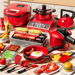 Pretend Play Toy Girl Mini Kitchen, Baby Girl Role-Play Child’s Cookware Set—Make Food & Cut Fruit Fun Toy