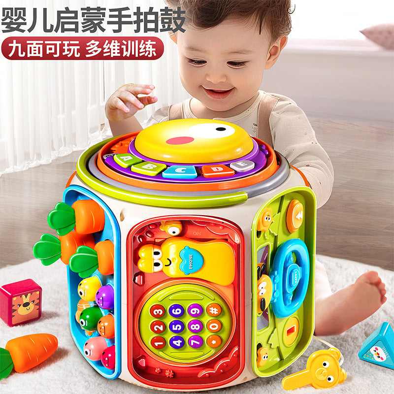 Cross-border Infant Polyhedron Hand-clapped Drum Baby Music Clap Drum Nine-sided Body Early Education Puzzle Toys for 0-3…