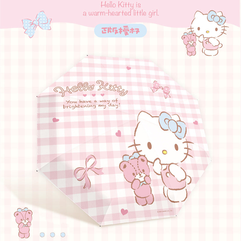 Authentic Sanrio Automatic Umbrella Cute Kt Cat 50% off Sunny or Rainy Dual-Use Sunshade Hellokitty Set