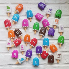 Ice cream rainbow popsicle game for children, parent-child interaction, color and letter matching toy