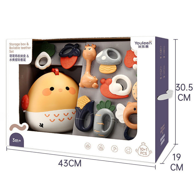 Youleen Newborn Baby Hand Rattle Baby Puzzle Early Education 0-6 Months Grasping Training Teeth Gel Bite Toy