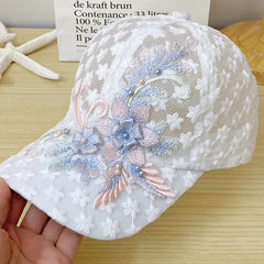 Summer Thin Lace Cap Women's Outdoor Mesh Breathable Flower Fashion Baseball Cap Women's Sunshade and Sunscreen Cap