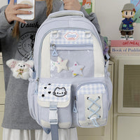 New Style School Bag for Girls, Japanese-Style, Cute Dopamine Color-Blocking, College Style, Multi-Compartment Backpack for Primary and Secondary School Students