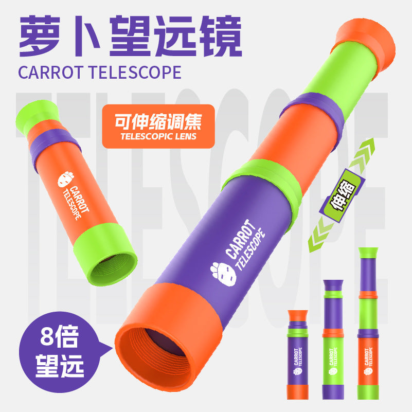 new radish telescope 8 Times single tube 3-section telescopic adjustable focus children's educational science and education boys and girls toys