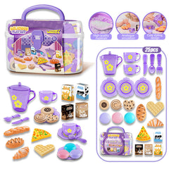 Cross-border New Style Play House Kitchen Tableware Tea Set Toy Storage Box Afternoon Tea Dessert Food Children's suit