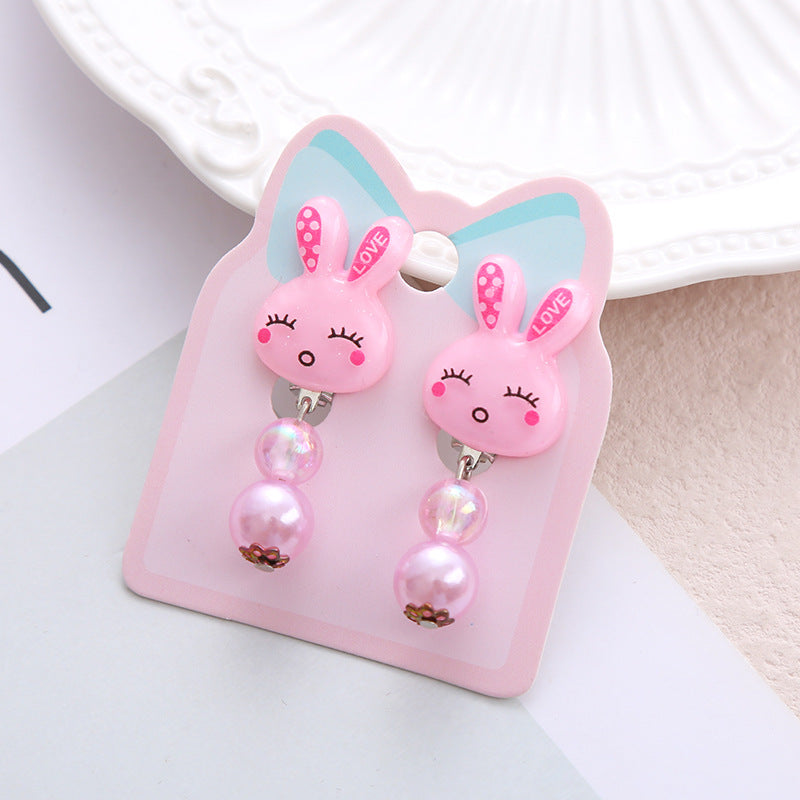 Children's Ear Stud Ear Clip No Ear Holes Girl's Artificial Drill Cute Pearl Diy Tassel Ear Clip Long Student Jewelry