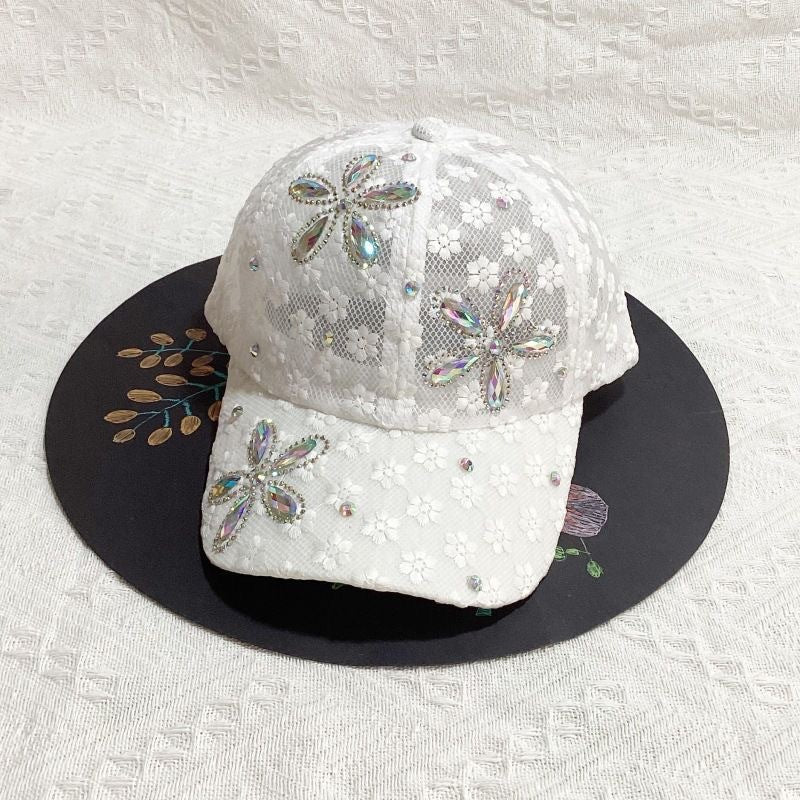 Cross-border Hat Women's New Sunscreen Sun Hat Trendy Baseball Cap Spring and Summer Fashion Sun Rhinestone Cap in stock