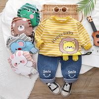 Baby's Internet Celebrant Suit Autumn Western Style Clothes 2023 Spring and Autumn New Girl's Cute Boys' Baby Two-Piece Cartoon Set