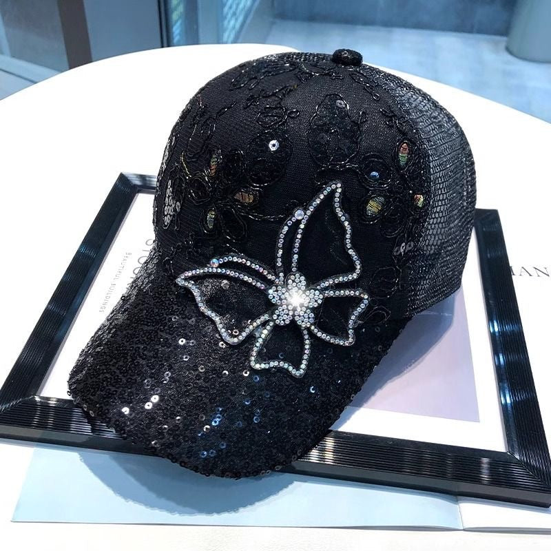 Cross-border Hat Women's New Sunscreen Sun Hat Trendy Baseball Cap Spring and Summer Fashion Sun Rhinestone Cap in stock