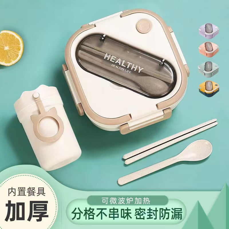Square plastic lunch box takeaway lunch box compartment student lunch box portable office worker microwave oven gift