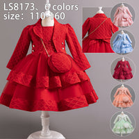 Children's Prom Dress Baby Tutu Princess Dress Three-Piece Set Girls Vest Jacket Dress Children's Clothing Skirt