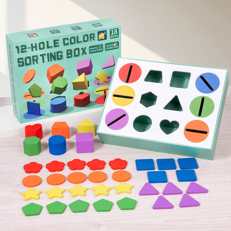 Montessori Early Education Teaching Aids, Kidsren's Educational Toys, Kindergarten Shape and Color Classification Matching Coin Box Gifts