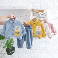 Children's Clothing 2022 Autumn New Elephant Shirt Two-piece Set Boys' Long-sleeved Casual Children's Suit Generating Hair