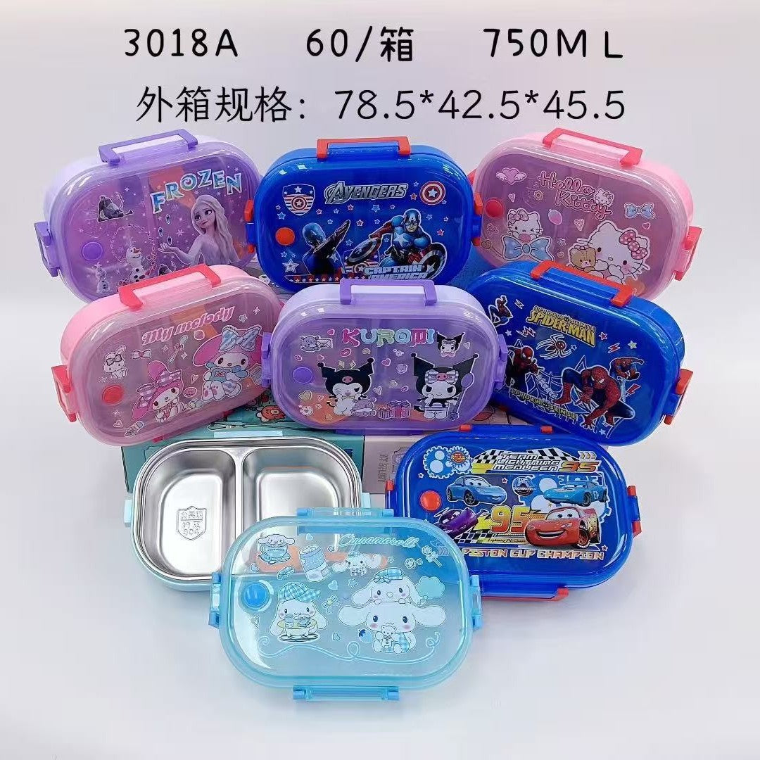 New 3018A Stainless Steel 2-Compartment Lunch Box, 1000ml, Sealed Leakproof, Kids/Early Education Kindergarten Bento Box with Container