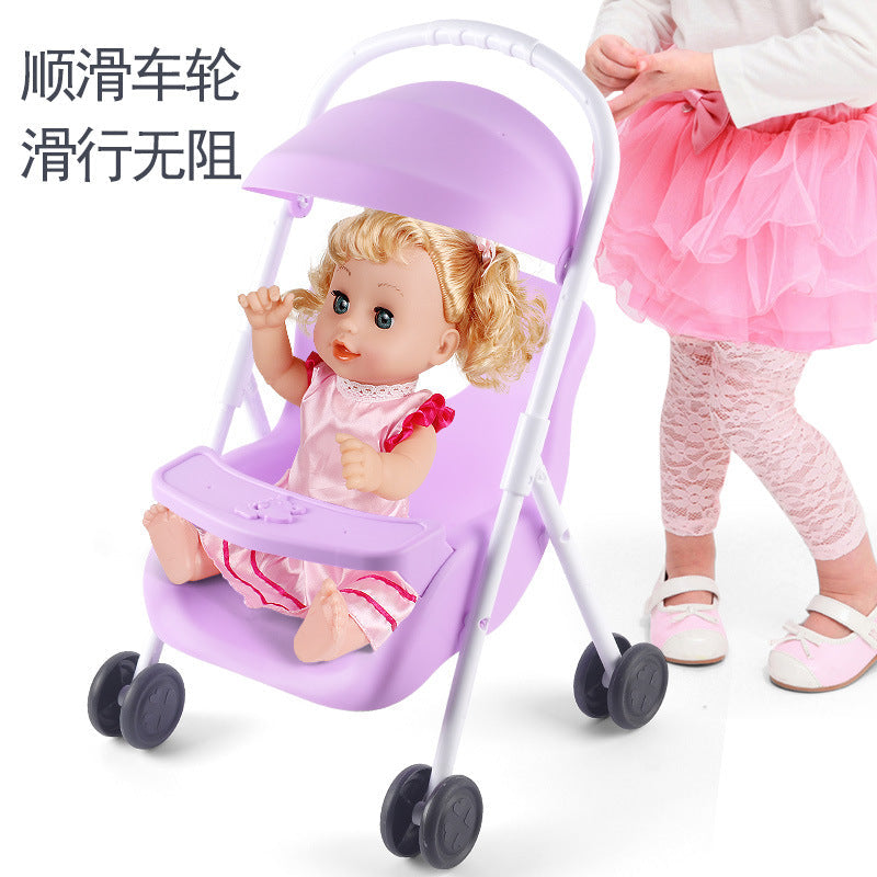 Children's simulation plastic stroller for house with drinking water urine doll baby stroller girl small gift