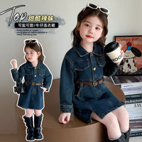 Foreign Trade Girls' Denim Long-Sleeved Dress, Spring and Autumn Style, Kidsren's Korean Fashion, Little Girl's Casual Top Jacket