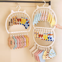 Cute Cat Ear Kidsren's Clothes Hanger with Multiple Clips, Large Capacity, Space-Saving, Special Drying Sock Clip for Newborn Babies