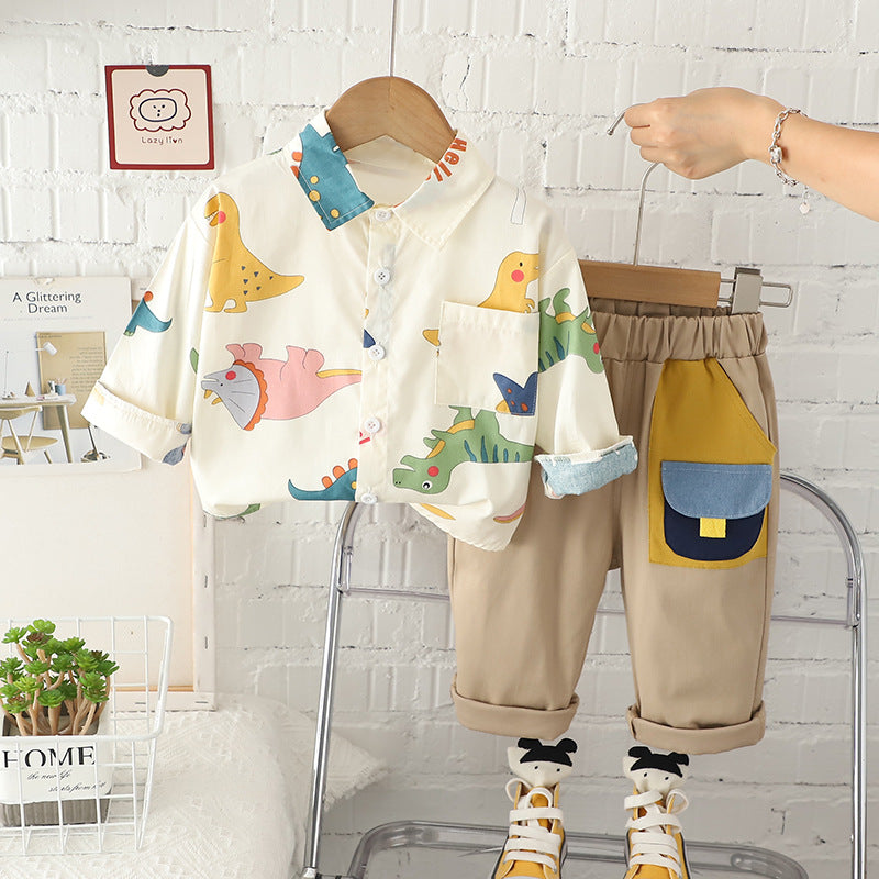 Printing Shirt For Boys Pants Breathable Two-piece Set - Boys Summer & Party Dresses - Baby's World (view 4)
