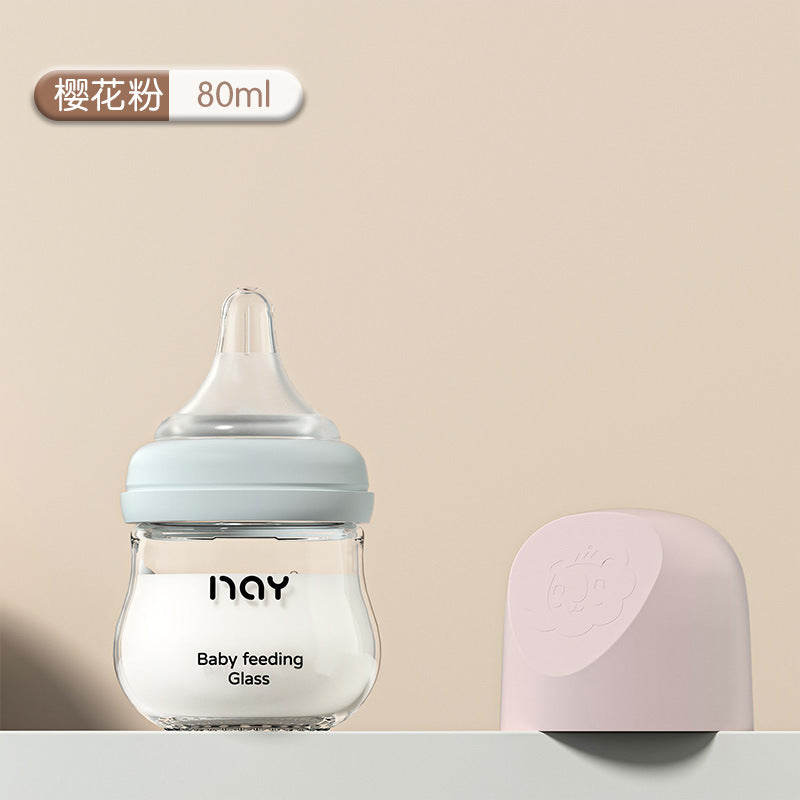 Nuoaiin Newborn Borosilicate Glass Baby Bottle Anti-Choking Anti-Flatulence Newborn Baby Bottle Cross-Border Ready Stock