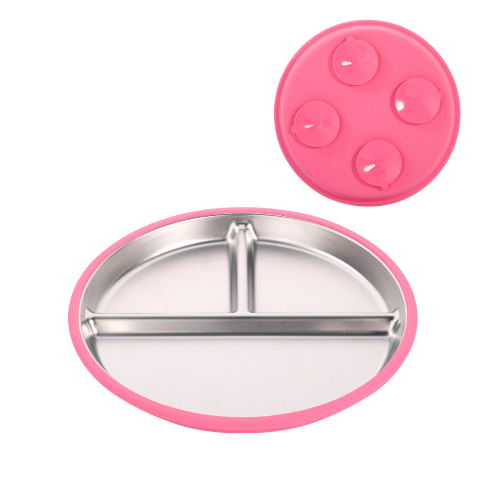 Factory New Product Baby Silicone Stainless Steel Tableware Set Creative Product 304 Stainless Steel Kidsren's Silicone Tableware Bowl