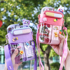 2025 cartoon children's special sippy cup large capacity water cup high temperature resistant double cup diagonal water bottle anti-drop cup