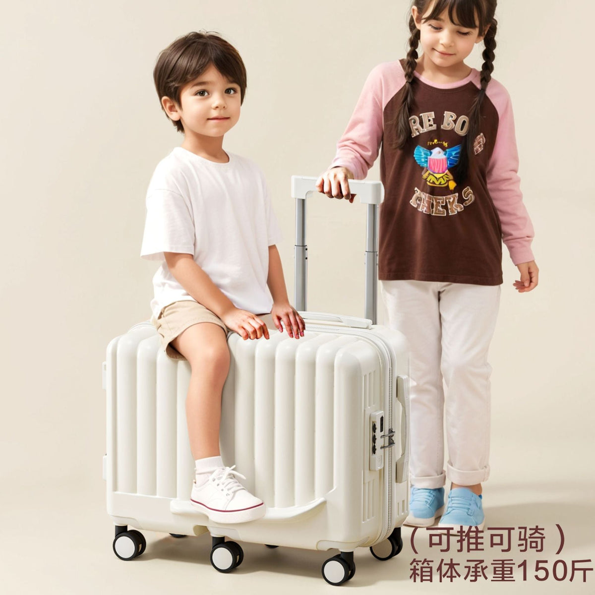 Kids Suitcase Ride-on Carry-On Trolley for Boys & Girls, 20-Inch Small Roller Luggage, Travel Essential