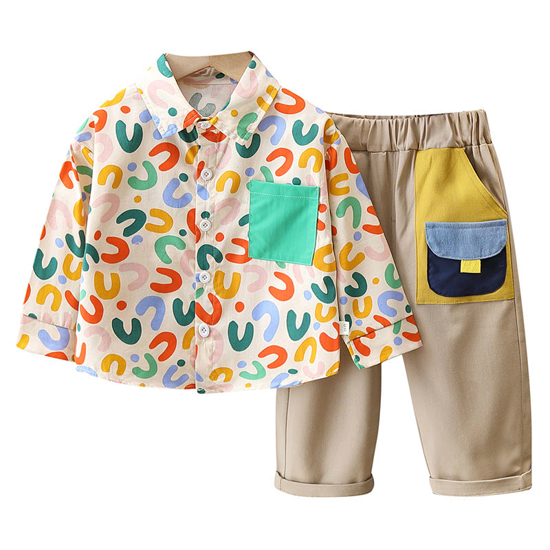 Printing Shirt For Boys Pants Breathable Two-piece Set - Boys Summer & Party Dresses - Baby's World (view 3)