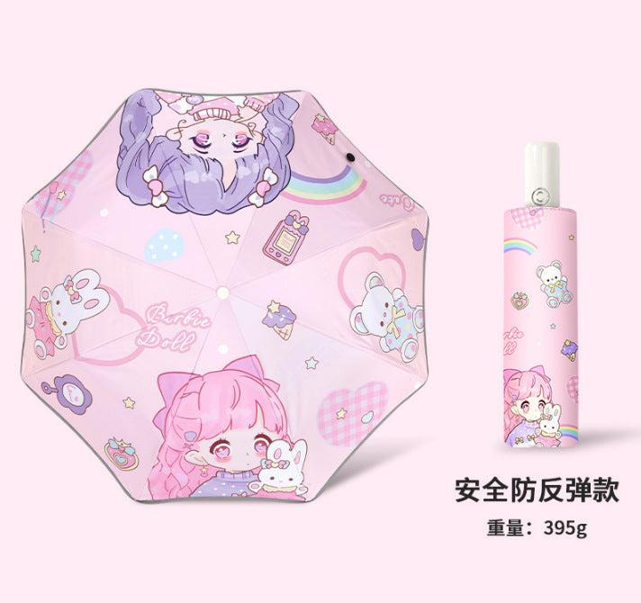 Safety anti-rebound children's umbrella Boys and Girls Primary School students special astronaut rain and rain dual-use automatic umbrella