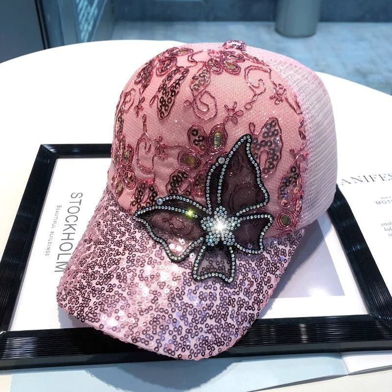 Cross-border Hat Women's New Sunscreen Sun Hat Trendy Baseball Cap Spring and Summer Fashion Sun Rhinestone Cap in stock