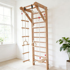 Ribbed wood climbing frame, no-drill equipment, multi-functional ribbed frame, home fitness equipment, pull-up and leg press frame