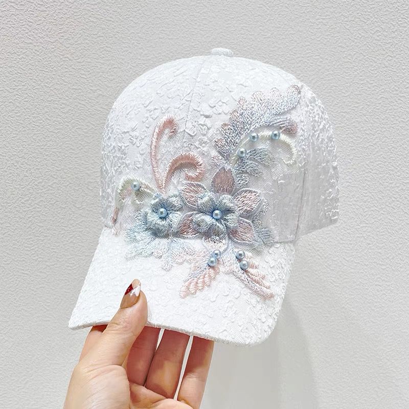 Spring and Summer Lace Sticky Flower Baseball Cap Women's Thin Breathable Fashion Women's Cap Korean Style All-match Trendy Hat
