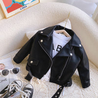 Very Fishy Children's Jacket 2026 Spring and Autumn New Style Boys and Girls Motorcycle Short Leather Jacket with Fleece Rq315