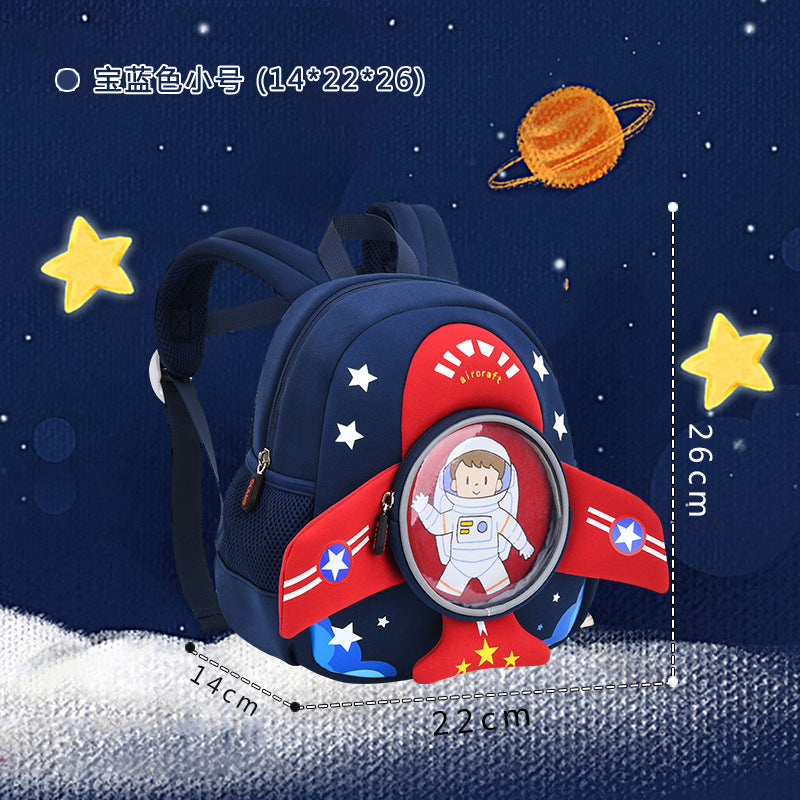 Cross-Border New Kindergarten School Bag Cartoon Children's Backpack Anti-Lost Diving Material Airplane Anti-Lost Spine Protector