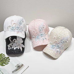 Spring and Summer Lace Sticky Flower Baseball Cap Women's Thin Breathable Fashion Women's Cap Korean Style All-match Trendy Hat