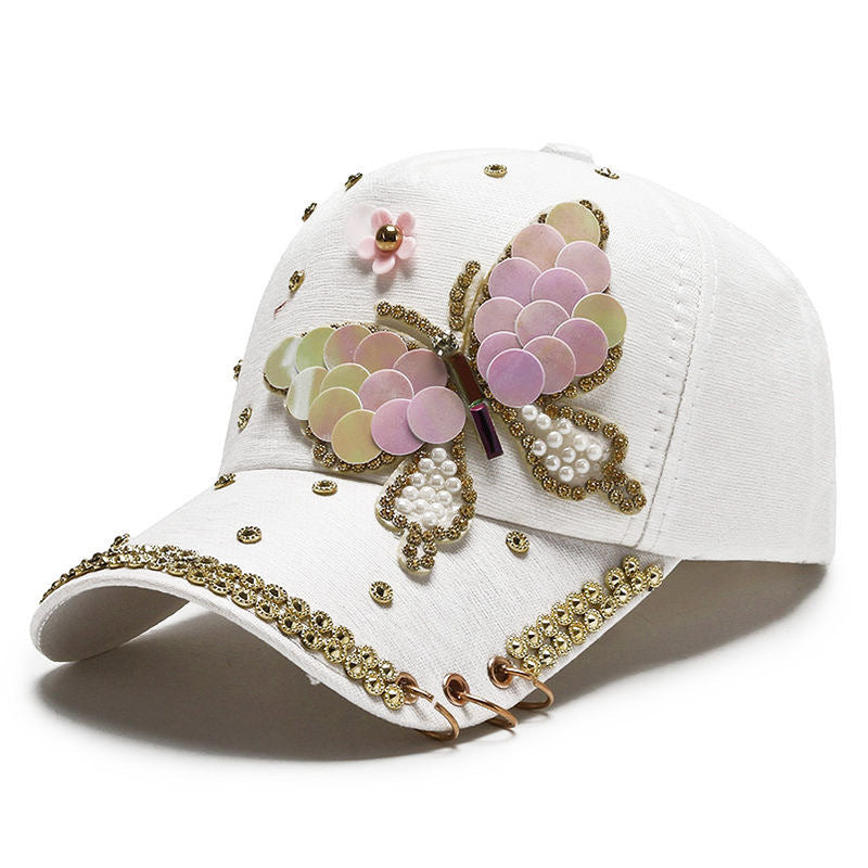 Cross-border Hat Women's New Sunscreen Sun Hat Trendy Baseball Cap Spring and Summer Fashion Sun Rhinestone Cap in stock