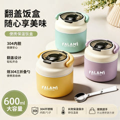 Stainless Steel Breakfast Cup Lunch Box 304, Portable Large-Capacity Lidded &amp; Sealed Soup Container for Students and Office Workers