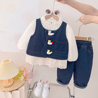 Children's Clothing, Girls' Autumn Suits, Korean Style New Style, Korean Style Fashionable 1-3 Year Old 5-Year-Old Baby Girl Sweater Three-Piece Suit