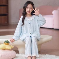 Kids Pajamas for Spring and Autumn Girls’ Cloud Cotton Long-Sleeve Thin Set, Big Kid 2026 New Trendy Homewear