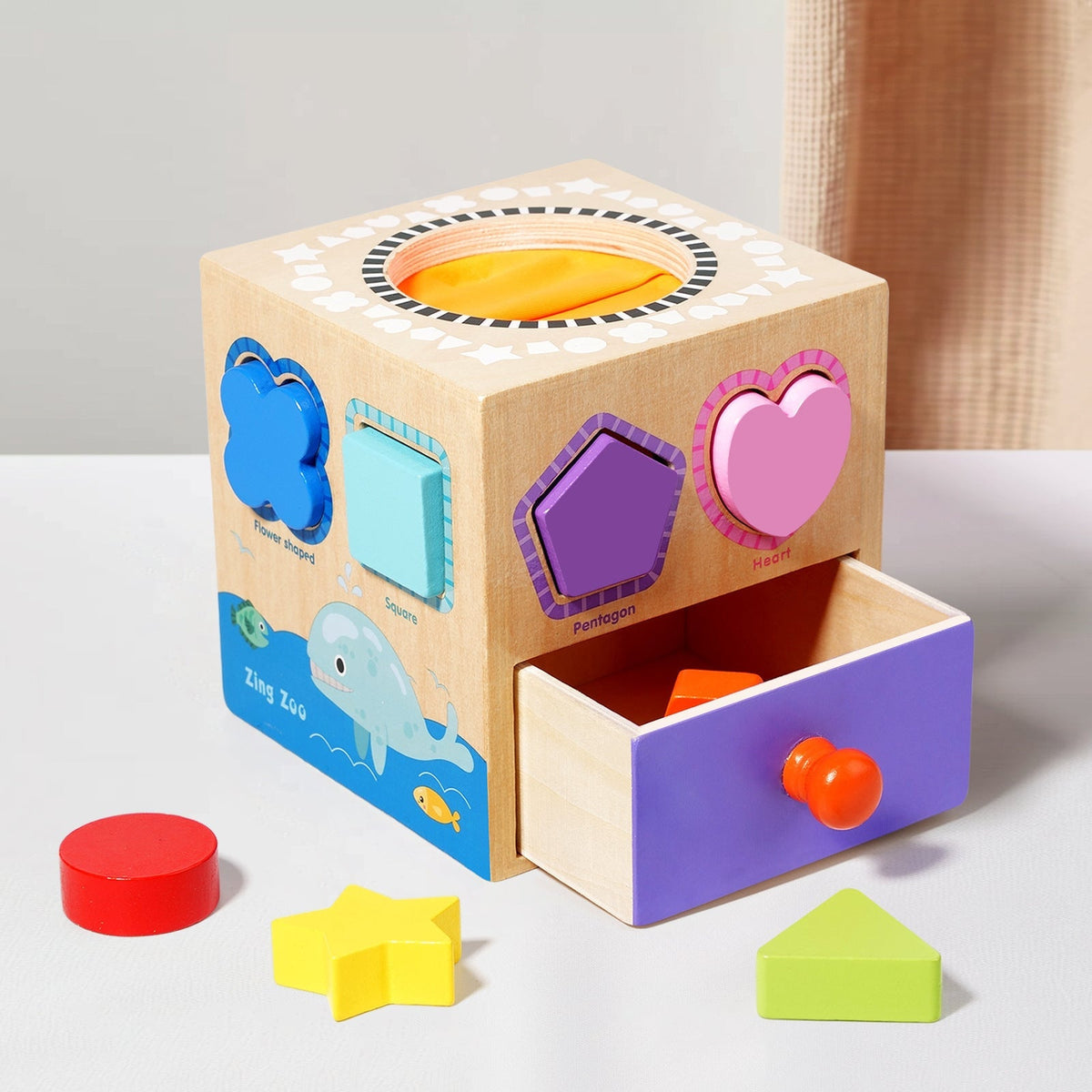 Montessori Early Education Teaching Aids, Kidsren's Educational Toys, Kindergarten Shape and Color Classification Matching Coin Box Gifts
