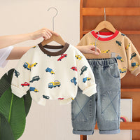 Boys' Autumn Clothing 2025 New Style Two-Piece Suit Baby Casual Multi-Color Car Sweatshirt Kidsren's Sports Kidsren