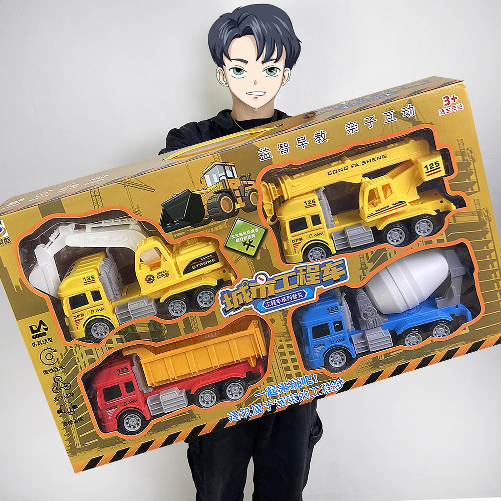 Construction Vehicle Fire Truck Toy Set Toy Car Pull-Back Car Kindergarten Training Institution Gift Boy Toy - image 2
