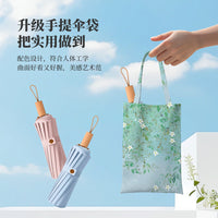 Vintage High-Appearance Student Manual  Three-Fold 16-Rib Sun Protection Uv-Resistant Dual-Use Umbrella for Sun and Rain, Foldable Sunshade Umbrella for Women