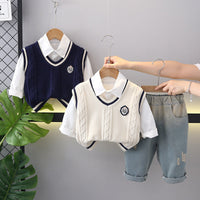 Male baby spring suit boys 2025 new 1 children handsome Korean 3-year-old children spring and autumn foreign style three-piece set