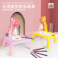Cross-Border Multifunctional Deer-Shaped Projection Drawing Table with Cartoon Design, Sound and Light, Graffiti Writing Board, Children's Educational Toy