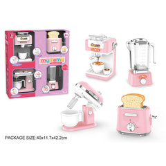 Cross-Border Foreign Trade Kitchen Pretend Play Toys Children's Realistic Electric Light and Sound Effects 4-in-1 Small Appliance Toy Set