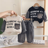 2026 New Boys' Autumn Outfit Set, Children's Spring and Autumn Fashionable Sweatshirt Long Sleeve Two-Piece Set, Baby Clothes Wholesale